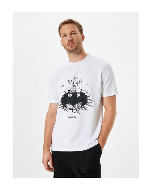 Koton Batman-T-Shirt Aus Baumwolle – Kurzärmelig, Lizenziert, Rundhalsausschnitt Für Herren in White für Herren