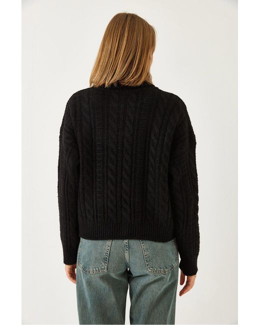 Bianco Lucci Black Strickpullover Mit Rollkragenmuster Für Damen