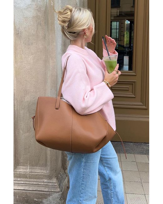 Madmext Pink Oversize-Strickpullover Mit Rundhalsausschnitt Für Damen