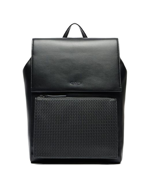 Calvin Klein Schwarzer Rucksack Vertical Lines Flap Bp Mono Für Herren in Black für Herren