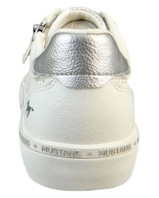 Mustang White Low Sneaker Low Top 1353310 283 Ice/Silber Kunstleder Für Damen