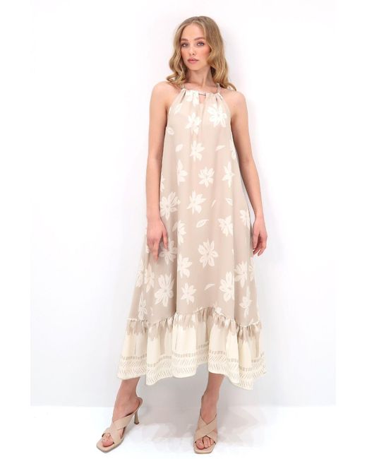 Trend Alaçatı Stili Pink Sommerkleid Mit String-Hosenträgern, Volants, Doppeltaschen, Gewebt, Für Damen