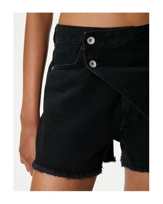 Koton White Mini-Jeans-Shorts Mit Geknöpftem Rock Und Entspannter Passform Mit Taschen Für Damen