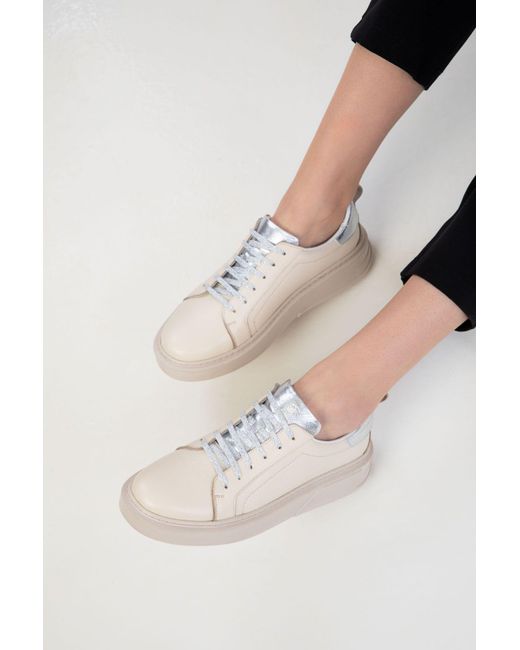 Soho Black Silber Echtes Leder Sneaker Für Damen
