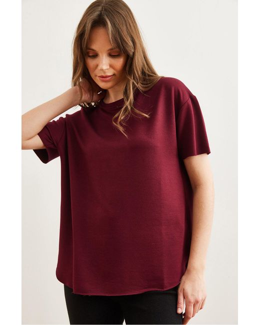 Olalook Red Weiches, Strukturiertes, Sechsfarbiges, Ovales T-Shirt