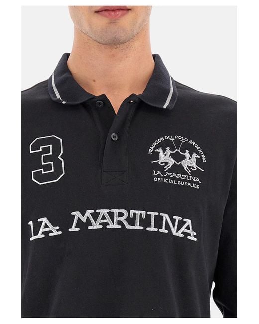 La Martina Shirt langarm-poloshirt regular fit urbe mit logo-details in Black für Herren