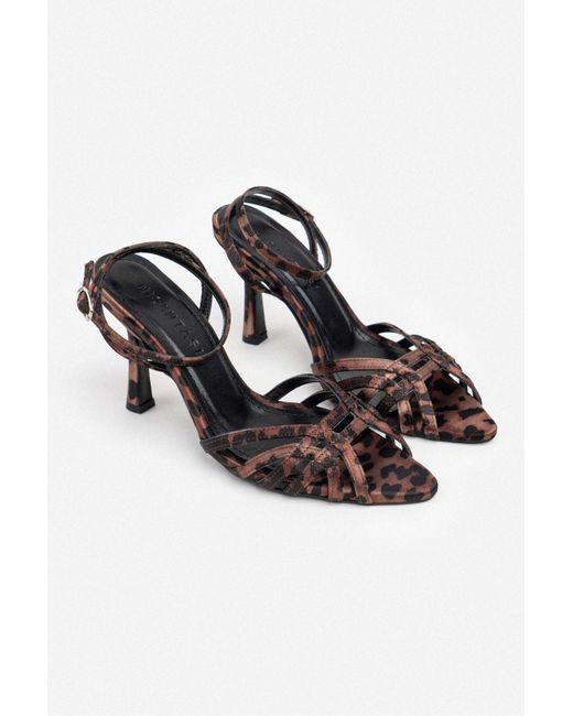 NİŞANTAŞI SHOES Blue Mery Leo Satin Knöchelriemen Sandalen Mit Absatz Für Damen