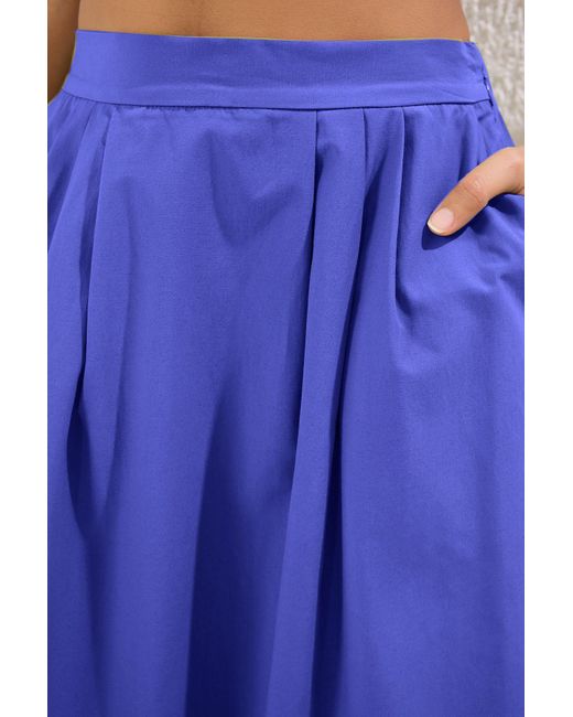 Trendyol Blue Marineblauer, Plissierter, Detaillierter, Gewebter Maxirock Für Damen