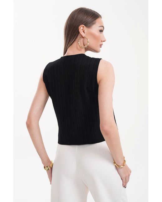 Trendyol Black Schwarze, Detaillierte, Strukturierte, Dünne Blusenweste Mit Krinkle-Struktur Für Damen