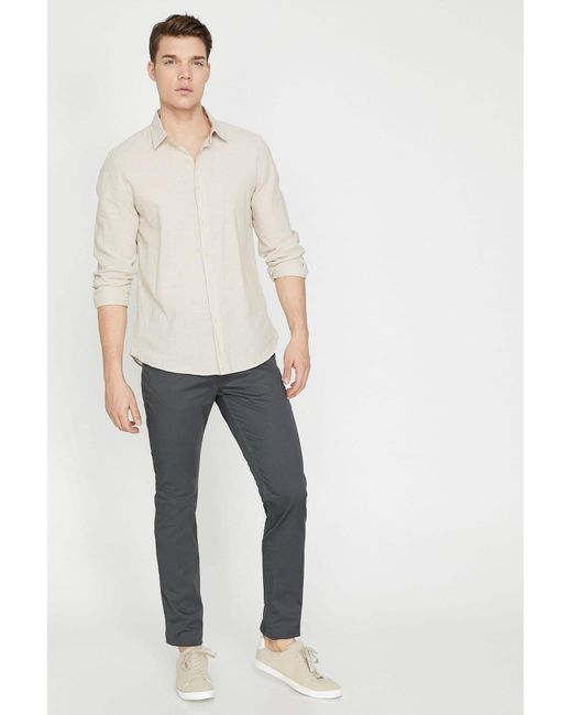 Koton Graue Hose Mit Normaler Taille Und Taschendetail, Schmal Geschnitten, 9Yam42555Nw Für Herren in Natural für Herren