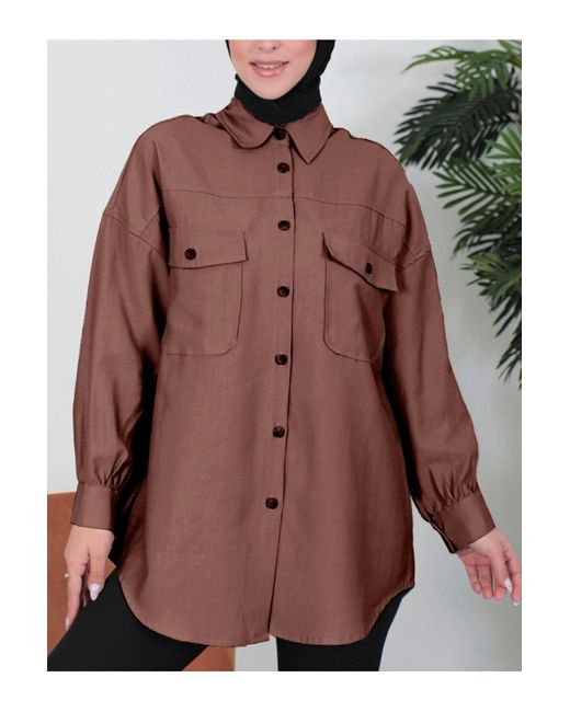 Modamorfo Brown Hemd Mit Zwei Taschen Und Knöpfen