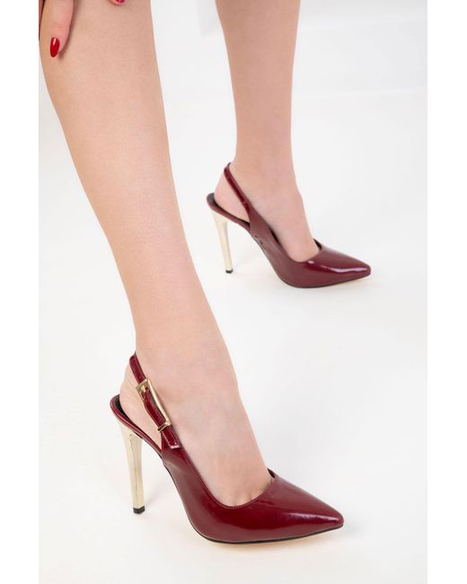 Soho Pink Klassische Schuhe Mit Absatz Aus Bordeauxrotem Lackleder Für Damen