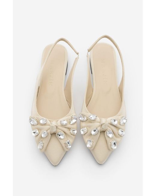 Marjin Natural Ballerinas Aus Satin Mit Spitzer Zehenpartie Und Schleife, Die Nicht Verpassen Dürfen Für Damen