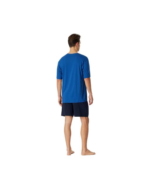 Schiesser Schlafanzug-set – kurz, rundhals-ausschnitt, baumwolle in Blue für Herren