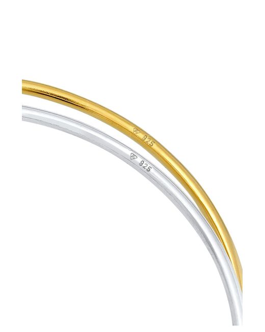 Elli Jewelry Multicolor Kol Bandı Armreif Basic Zart Bi-Color 2'Li Takım 925 Gümüş Für Damen