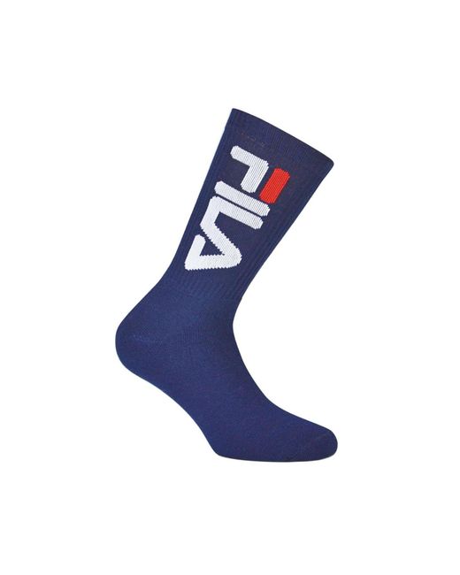 Fila Blue Unisex socken 6 paar tennissocken, crew socks, frottee, sport, logo - 35-38