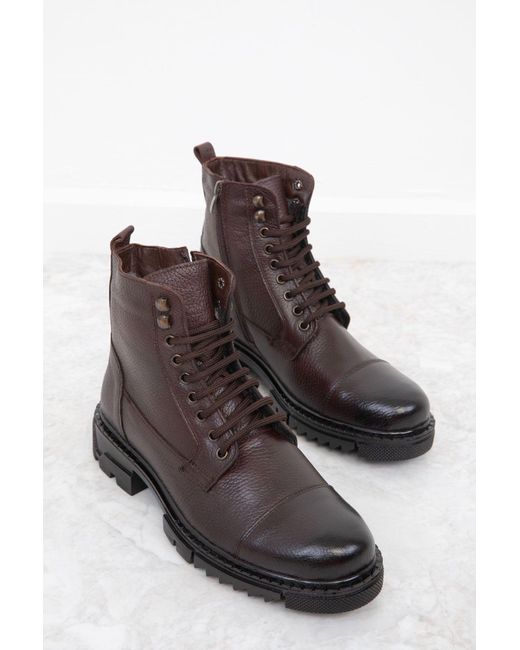 Soho Braune Stiefel Aus Echtem Leder – Bootie Für Herren in Brown für Herren