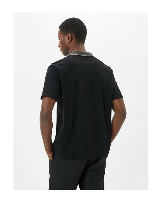 Koton Polo t-shirt kragen detailliert geknöpft kurzarm strukturiert in Black für Herren
