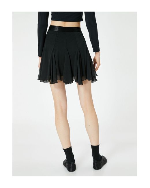 Koton Black Mini-Tüllrock Mit Gürtel – Gerüscht Und Gefüttert Für Damen