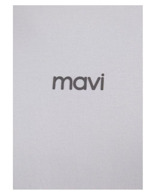 Mavi Blue Weißes T-Shirt Mit Logo-Print, Lockere Passform Lockere, Entspannte Passform -89201 Für Damen