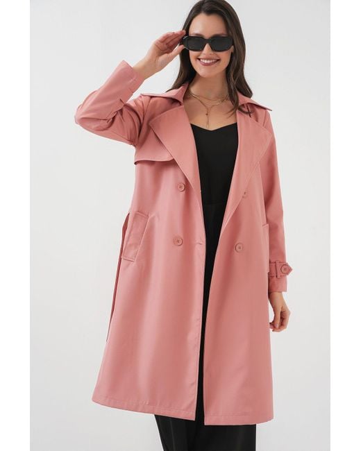 Bigdart Pink 5918 Trenchcoat Mit Zweireihigem Kragen – Für Damen