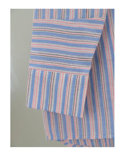 Modamorfo Blue Gestreiftes, Übergroßes Hemd Mit Prägung Für Damen