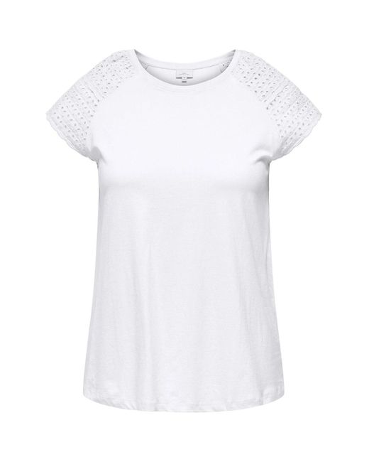 Only Carmakoma White T-shirt normal geschnitten rundhals curve top
