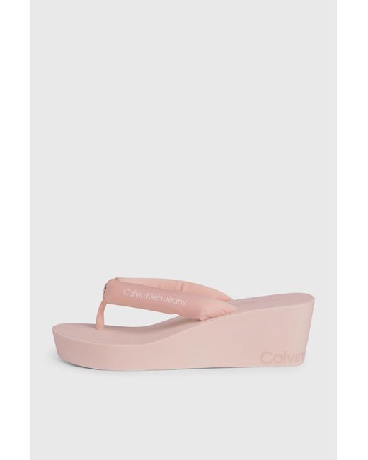 Calvin Klein Pink Beach wedge sandale gepolstert ny