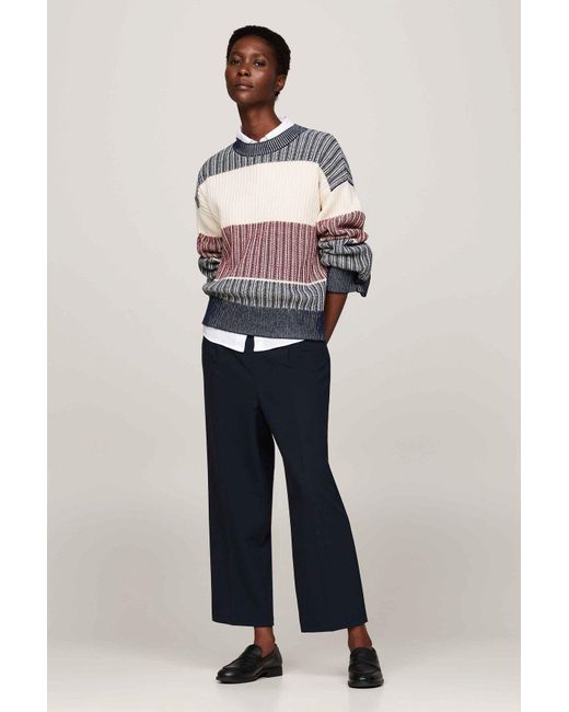 Tommy Hilfiger Red Th Global Stp – Aop Ls C-Nk Swt Outfit Für Damen
