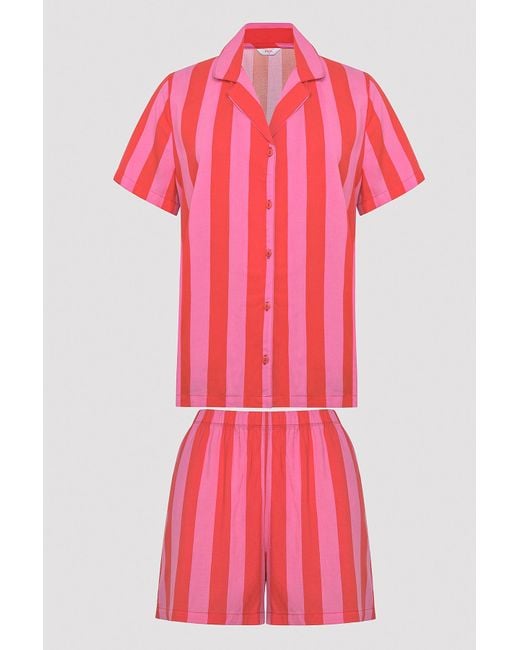 Penti Pink Es pyjama-set "for you" mit hemd-shorts