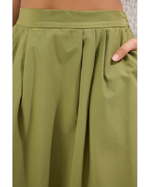 Trendyol Green Khakifarbener, Plissierter, Gewebter Maxirock