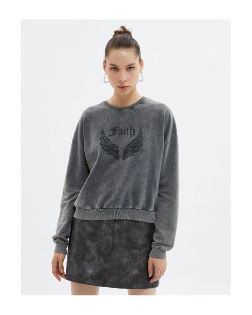 Koton Gray Anthrazitfarbenes Sweatshirt Für Damen