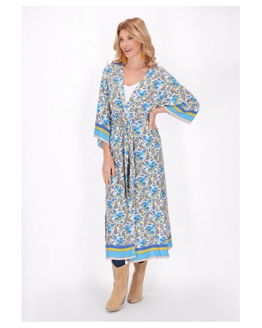Usha Blue Kimono Für Damen