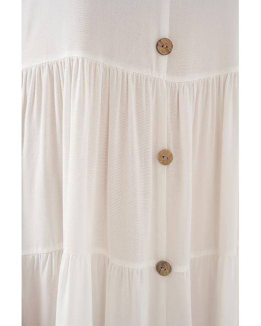 Bigdart White Zero Sleeve Button Short Dress 2571 Weiß Für Damen