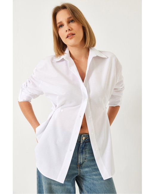 Bianco Lucci White Basic-Hemd Mit Knopfdetail G1006 Für Damen