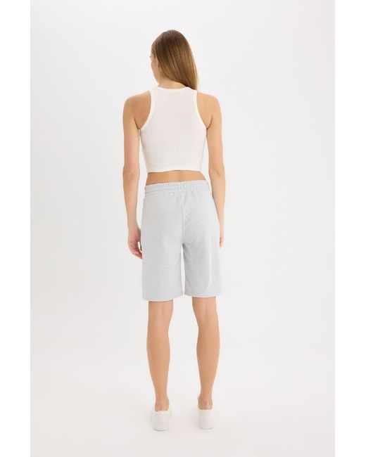 Defacto Gray Regular Fit Normal Taille Gerade Bein Bermuda Shorts W9369Az25Sm Für Damen