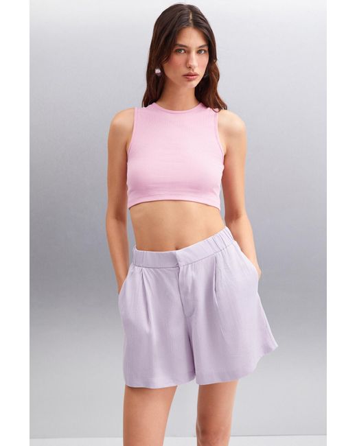 Grimelange Multicolor Tızıana Crop-Bluse Aus Elastischem Twill-Stoff Aus Bio-Baumwolle