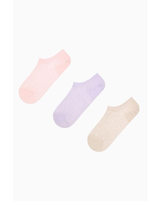 Penti Pink Weiche Farbe Jacquard Lila 3 Stück Sneaker Socken Für Damen