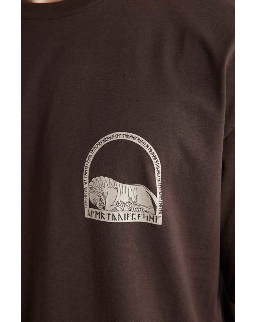 Defacto Übergroßes, Weites, Bedrucktes Kurzarm-T-Shirt Mit Rundhalsausschnitt Auf Der Rückseite Für Herren in Brown für Herren