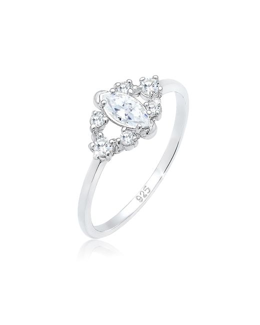 Elli Jewelry White Ring Blumenmotiv Verspielt Mit Zirkonia Kristallen Aus 925 Sterling Silber Für Damen