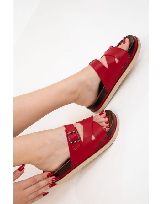 Soho Red Rote Hausschuhe Für Damen