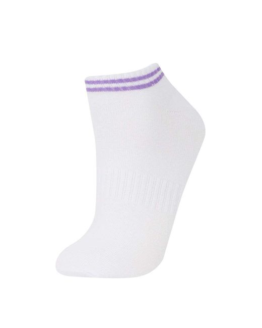 Defacto White 3-Teilige Baumwollstiefel Socken E2097Axns Für Damen
