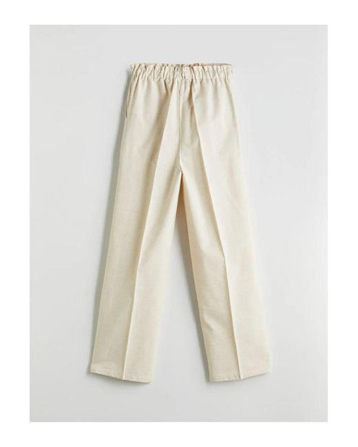 LC Waikiki White Lcw Modest Hose Aus Leinenmischung Mit Elastischem Bund Für Damen