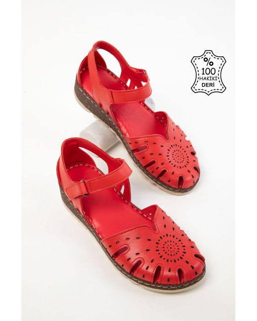 Soho Red Rote Sandalen Aus Echtem Leder Für Damen