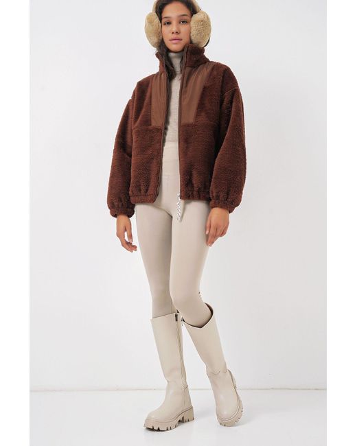 Bigdart Brown 5194 Modell Braune Plüschmanteljacke Für Damen