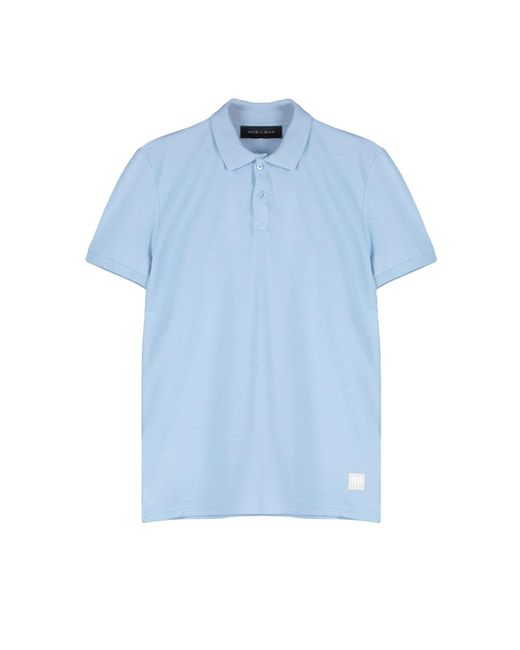 Trendyol Hellblaues t-shirt mit polokragen und regulärer/normaler schnittform, kurzärmlig, mit label-applikation in Blue für Herren