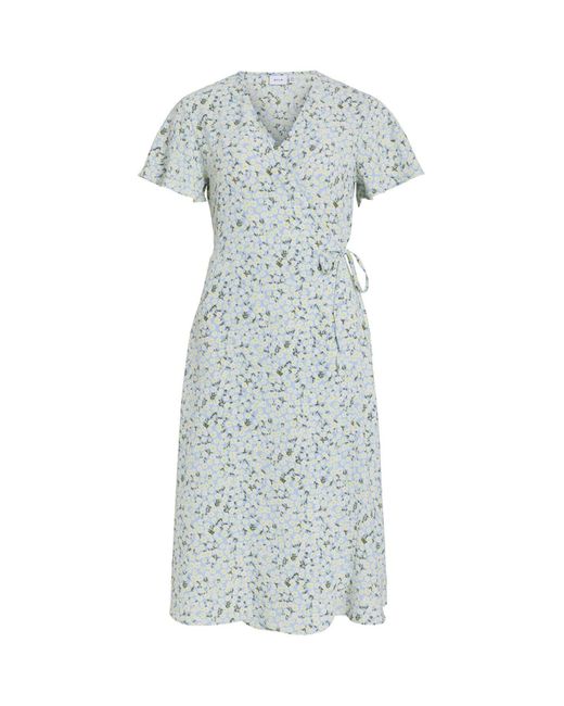 Vila White Wickelkleid Kurzärmeliges Für Damen