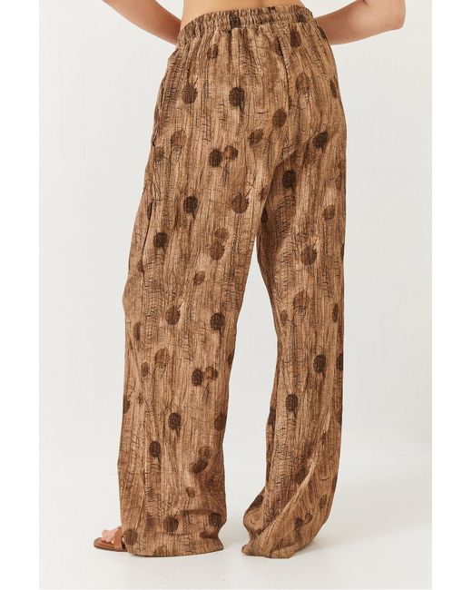 Bianco Lucci Brown Palazzo-Hose Mit Elastischem Bund, Schnürung Und Taschendetail 80167 Für Damen