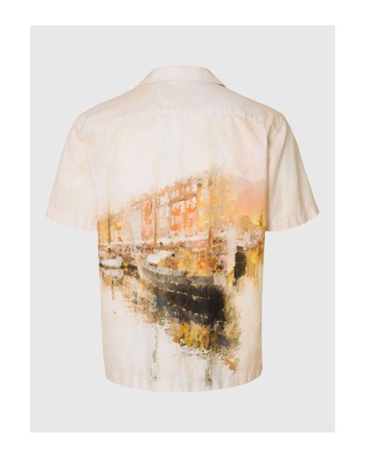 SELECTED Kurzarmhemd Print Für Herren in Natural für Herren