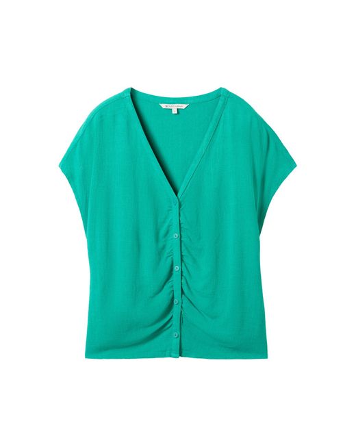 Tom Tailor Green V-ausschnitt bluse mit knöpfen